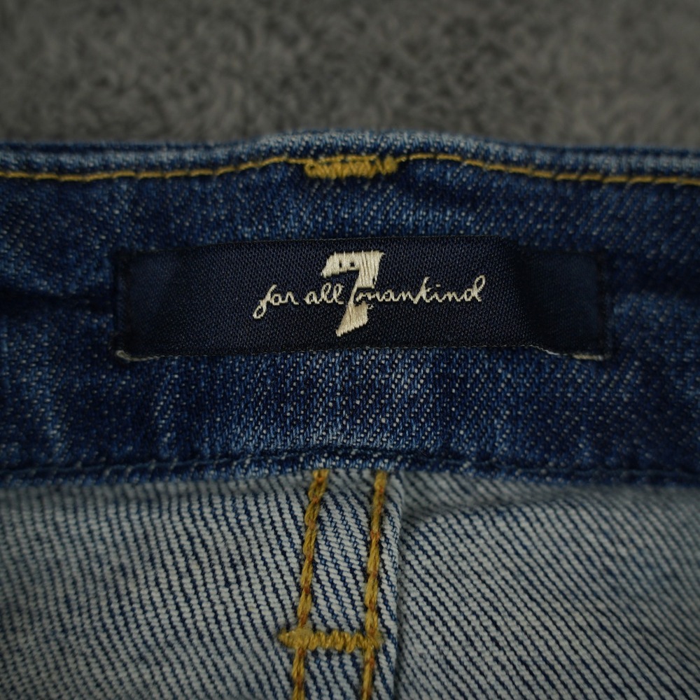 7 For All Mankind Ankle Skinny Jeans Womens 30 Blue Side Stripe Raw Hem - Picture 7 of 13